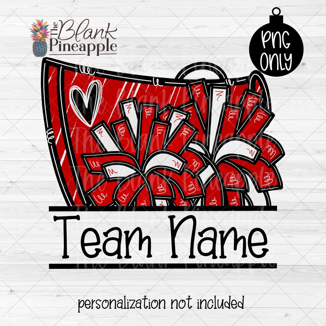Cheer Design Png Cheer Megaphone and Pom Poms in Red Png ADD - Etsy