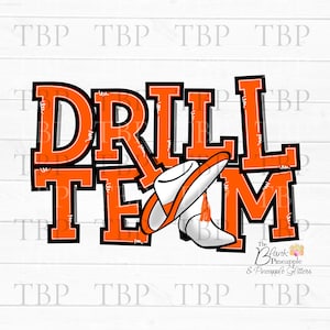 Drill Team Design PNG, Drill Team with hats and boots in Orange PNG, Drill Team Sublimation Design, Drill team design