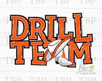 Drill Team Design PNG, Drill Team with hats and boots in Orange PNG, Drill Team Sublimation Design, Drill team design