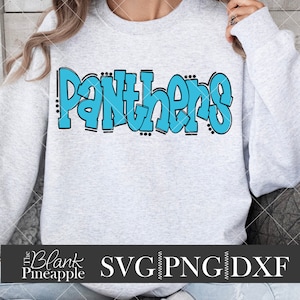 Panthers SVG Cut File, Panthers Mascot SVG, Dxf, and png Digital Download, Mascot name shirt design. Team name design. Hand Lettered