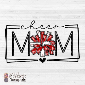 Cheer Design PNG, Cheer Mom with Red and White Pom Poms PNG, Cheer sublimation design, Cheerleading design, Cheerleading PNG