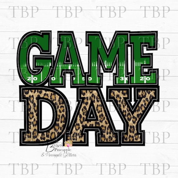 Football Design PNG, Football Game Day Leopard Dark Green Football sublimation design, Football Design, Football Game Day design