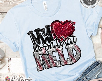 Baseball Design PNG, Baseball My Heart is on that Field en faux paillettes PNG, conception de sublimation de baseball, Baseball PNG 300dpi