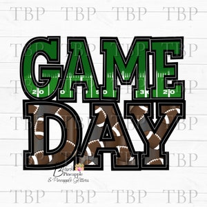 Football Design PNG, Football Game Day Dark Green Football sublimation design, Football Design, Football Game Day design
