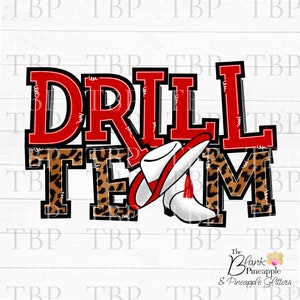 Drill Team Design PNG, Drill Team with Hat and Boots in Leopard and Red PNG 300dpi Drill Team Sublimation Design, Drill team design