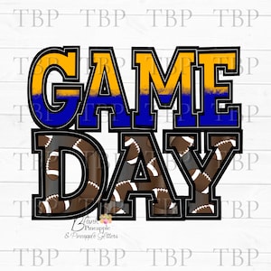 Football Design PNG, Football Game Day in Blue and Yellow, Football sublimation design, Football shirt Design, Football Game Day PNG 300dpi