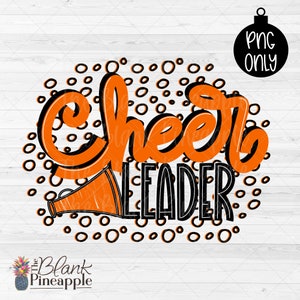 Cheer Design PNG, Cheerleader Orange with Background, Cheerleader Sublimation design, Cheerleading PNG