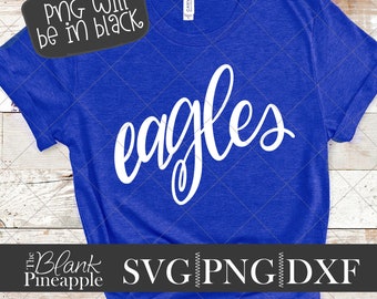 Eagles gesneden SVG-bestand, Eagles mascotte SVG, DXF en png digitale download, mascotte naam shirtontwerp. Ontwerp teamnaam. Met de hand beletterd