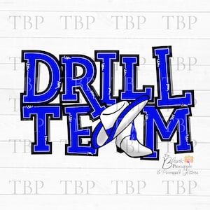 Drill Team Design PNG, Drill Team with hats and boots in Blue PNG, Drill Team Sublimation Design, Drill team design