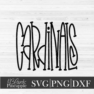 Cardinals mascot svg cut file. Team name svg, dxf, and png. Team name shirt design. Sports shirt design. The Blank Pineapple