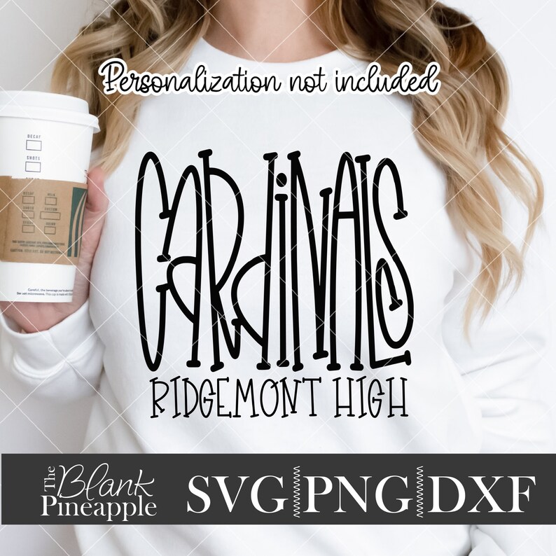 Cardinals mascot svg cut file. Team name svg, dxf, and png. Team name shirt design. Sports shirt design. The Blank Pineapple