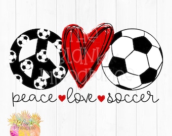 Peace Love Soccer PNG 300dpi Clip Art Sublimation Download Design