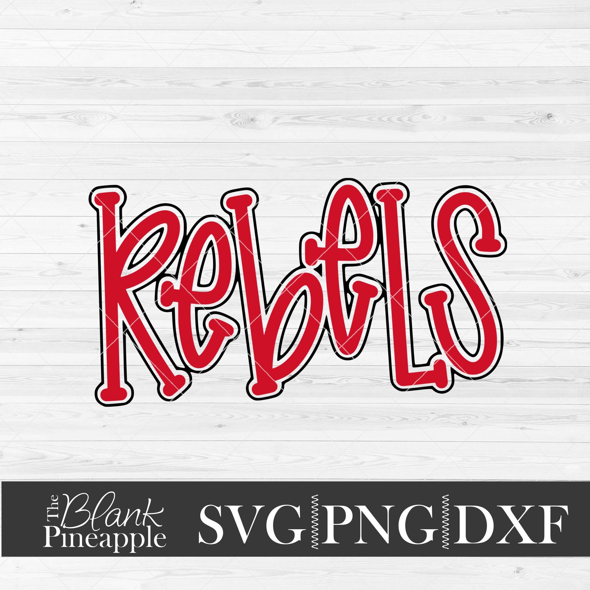 Rebels SVG Cut File, Outlined Rebels Mascot SVG, Dxf, and Png. Mascot ...