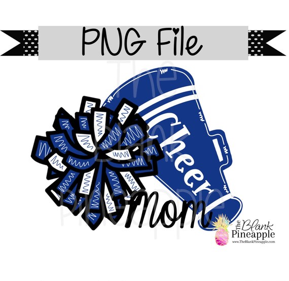 Cheer Design PNG, Cheer Mom Blue and White  PNG 300dpi Clipart Sublimation Download Design