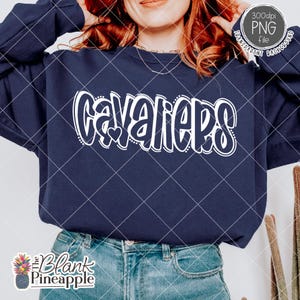 Cavaliers SVG Cut File, Cavaliers Mascot SVG, Dxf, and png Digital Download, Mascot name shirt design. Team name design. Hand Lettered