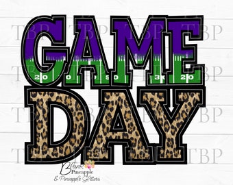 Football Design PNG, Football Game Day Leopard Purple Football sublimation design, Football Design, Football Game Day design