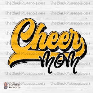 Diseño de porristas PNG, Cheer Mom Swash en diseño de sublimación de porristas de oro amarillo, Cheer Mom PNG 300 dpi