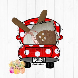 Baseball Design PNG, Baseball Vintage Truck Red Polka Dot PNG, Baseball sublimation design, Baseball PNG 300dpi , Baseball shirt design