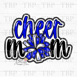 Cheer Design PNG,  Blue Cheer Mom Design, Cheerleading Sublimation Design, Cheerleading PNG, Cheer mom png