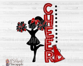 Cheer Design PNG, Cheerleader Girl in Red, Cheerleading Sublimation Design, Cheerleader PNG 300dpi