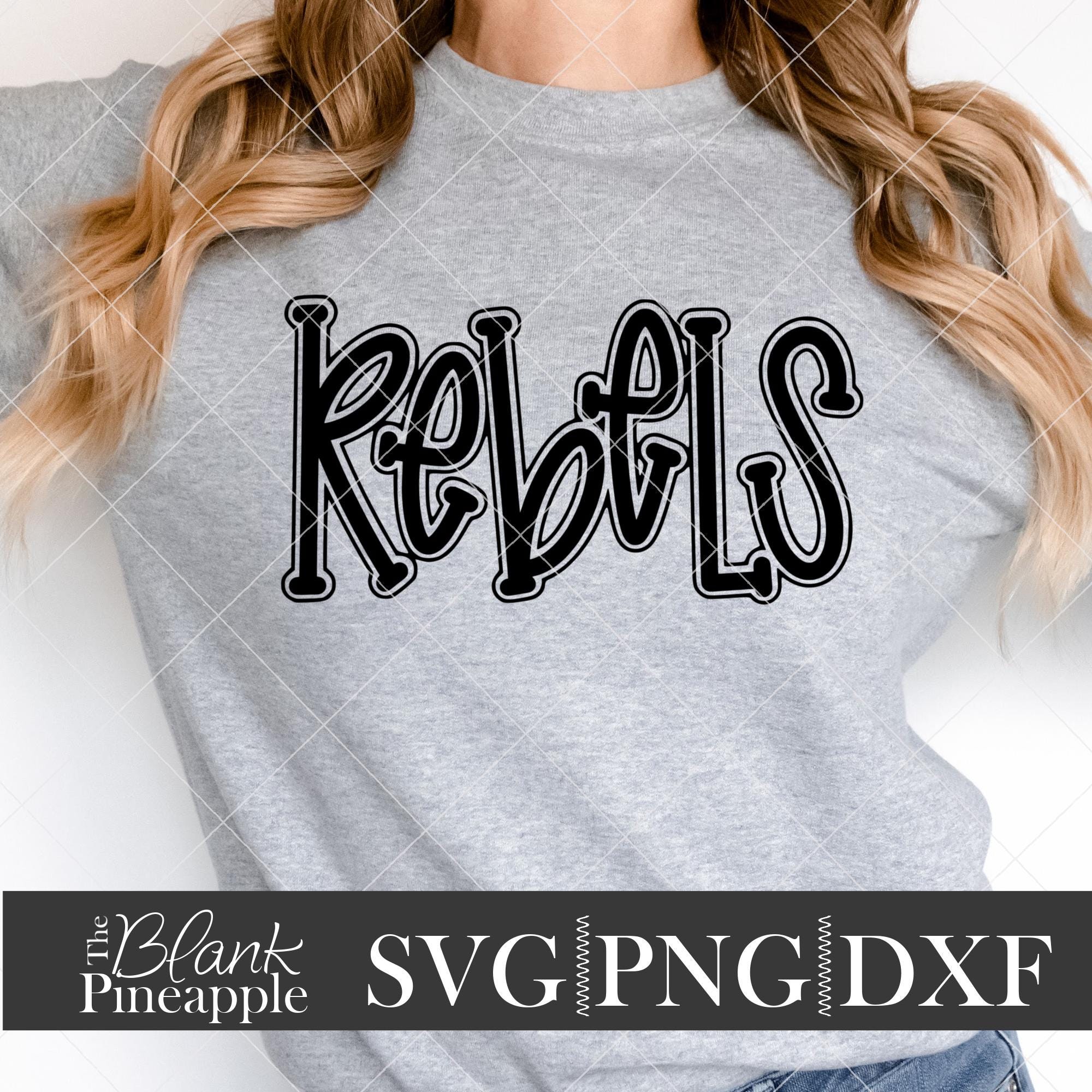 Rebels SVG Cut File, Outlined Rebels Mascot SVG, Dxf, and Png. Mascot ...