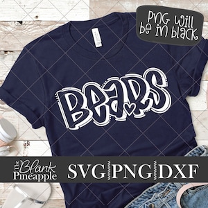 Beren gesneden SVG-bestand, beren mascotte SVG, dxf en png digitale download, mascotte naam shirtontwerp. Ontwerp teamnaam. Met de hand beletterd