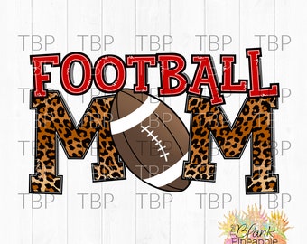 Football Design PNG, Football Mom Leopard and Red PNG 300dpi, Football sublimation design, Football mom PNG