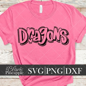 Dragons Mascot Cutting File SVG, Dragons shirt design. Team mascot design. The Blank Pineapple.