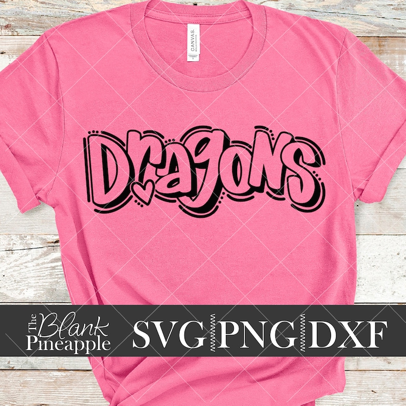 Dragons Mascot Cutting File SVG, Dragons shirt design. Team mascot design. The Blank Pineapple.