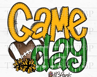 Football Design PNG, Football Game Day in Yellow Gold and Black, Football sublimation design, Football shirt Design, Game Day PNG 300dpi