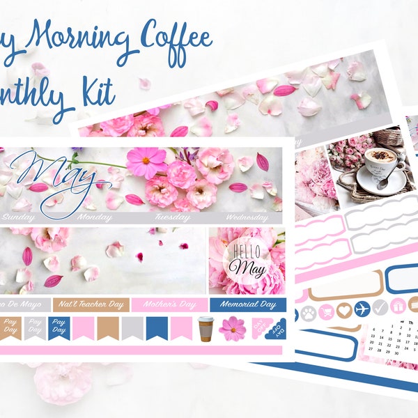 2024 April, May, or June Morning Coffee Monthly Kit Erin Condren and Happy Planner!