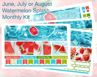 2026 June, July or August Watermelon Splash Monthly Kit Erin Condren & Happy Planner!