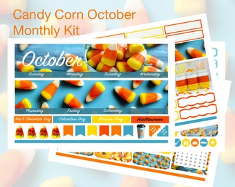 Kit mensual de octubre de 2026 con temática de caramelos de maíz, de Erin Condren y Happy Planner.