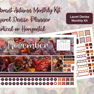 2025 Vibrant Autumn September, October or November Monthly Kit Laurel Denise Vertical or Horizontal Planner!!