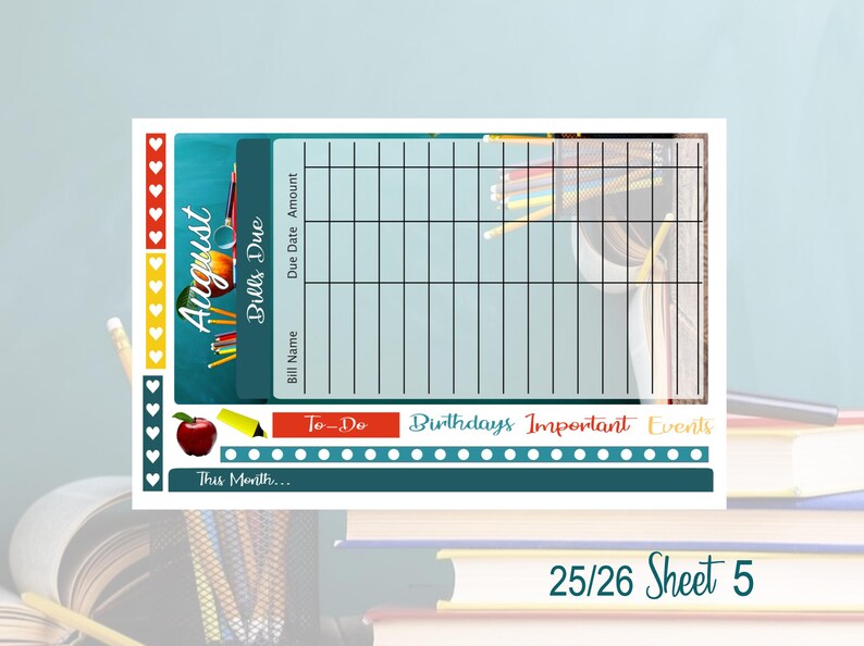 2026 Back to School September or August Photography Monthly Kit Erin Condren & Happy Planner!! image 7