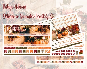 2024 Vintage Autumn October or November Monthly Kit Erin Condren & Happy Planner