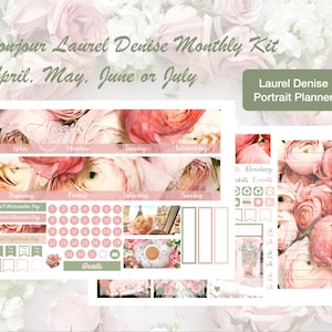 2025 Bonjour Monthly March, April, May, June or July Kit Laurel Denise Portrait Planner!!