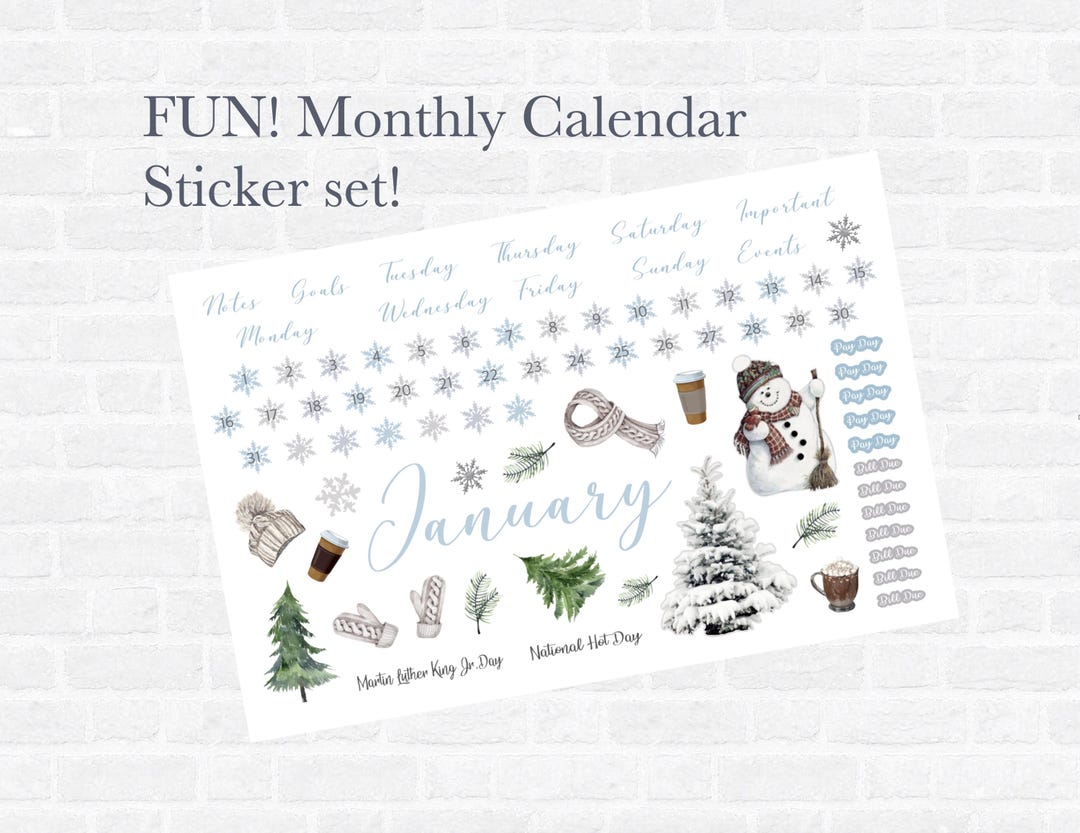 January Monthly Stickers & Deco - Etsy
