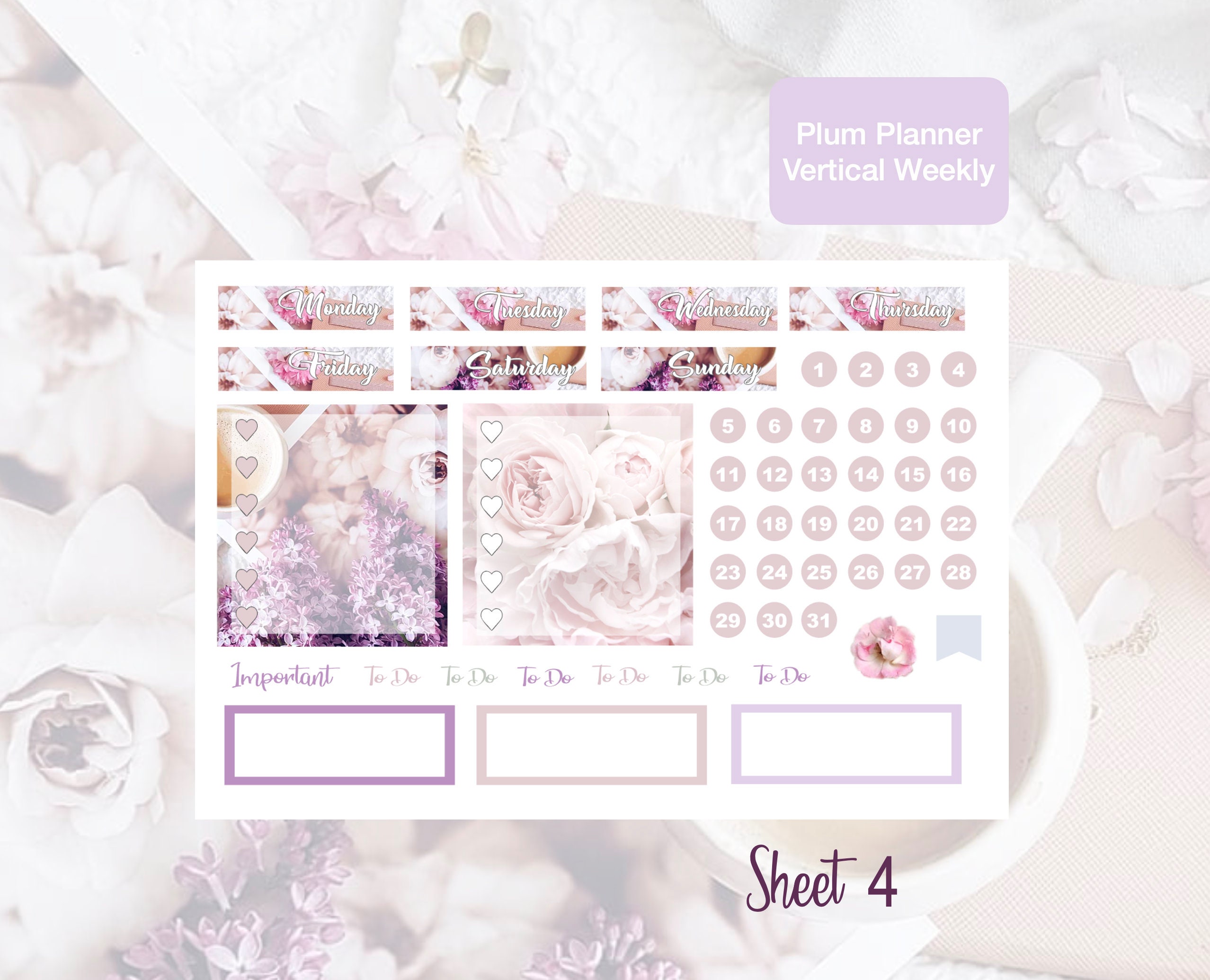 Lovely Morning Weekly Kit Vertical Plum Planner - Etsy