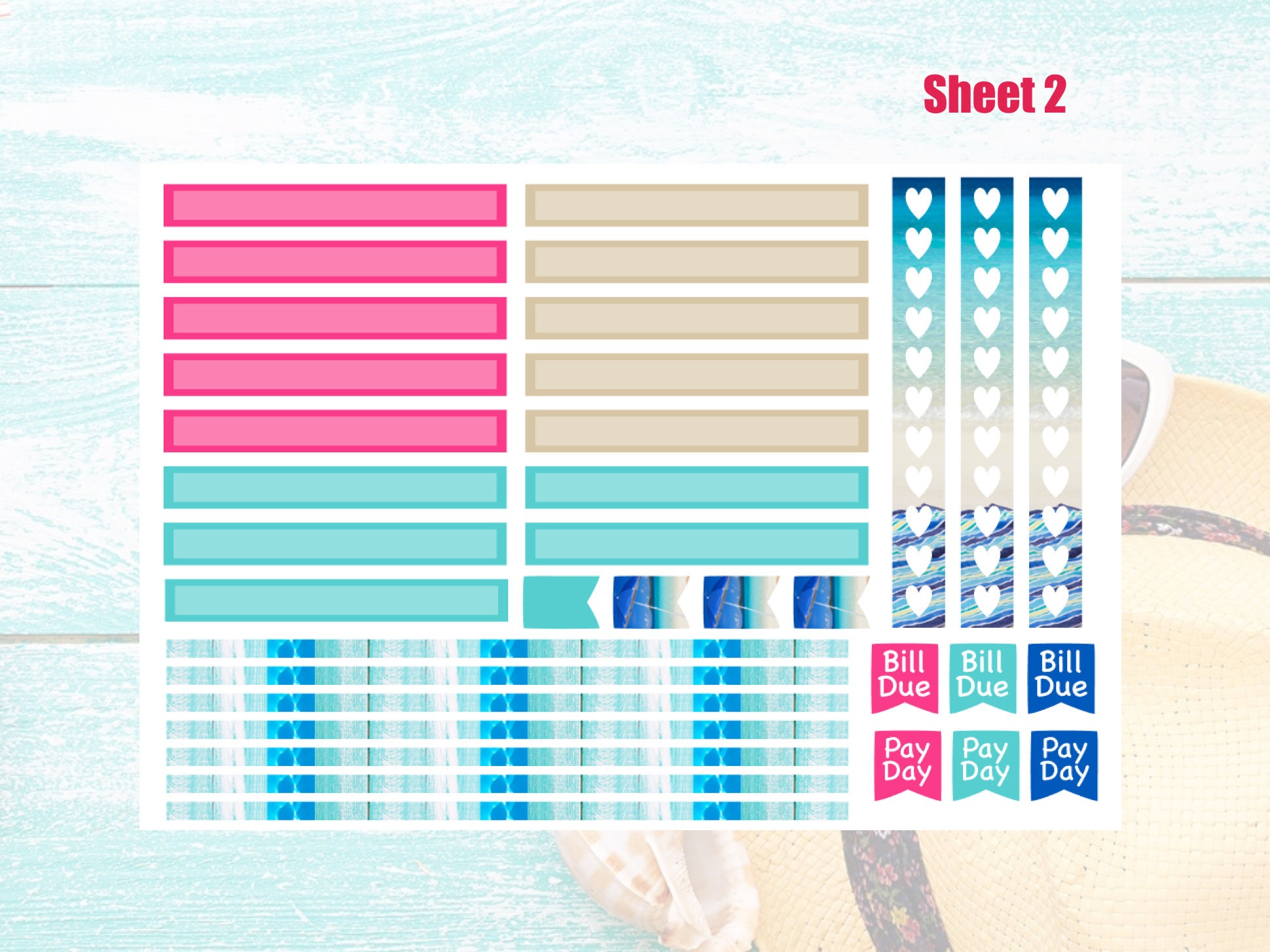Beach Fun Weekly Kit Erin Condren Petite Planner - Etsy