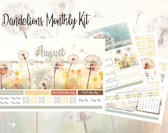 NEW Dandelions August, September, October or November Monthly Kit Erin Condren and Classic Happy Planner!