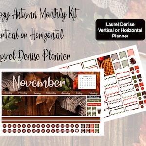 2025 Cozy Autumn September, October or November Monthly Kit Laurel Denise Vertical or Horizontal Planner!!