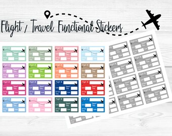 Flight/Travel Information Stickers - Choose Your COLOR