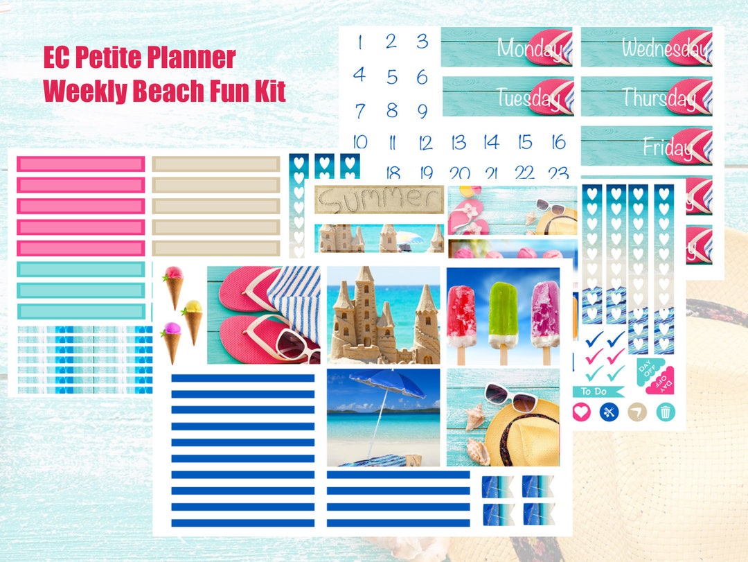 Beach Fun Weekly Kit Erin Condren Petite Planner - Etsy