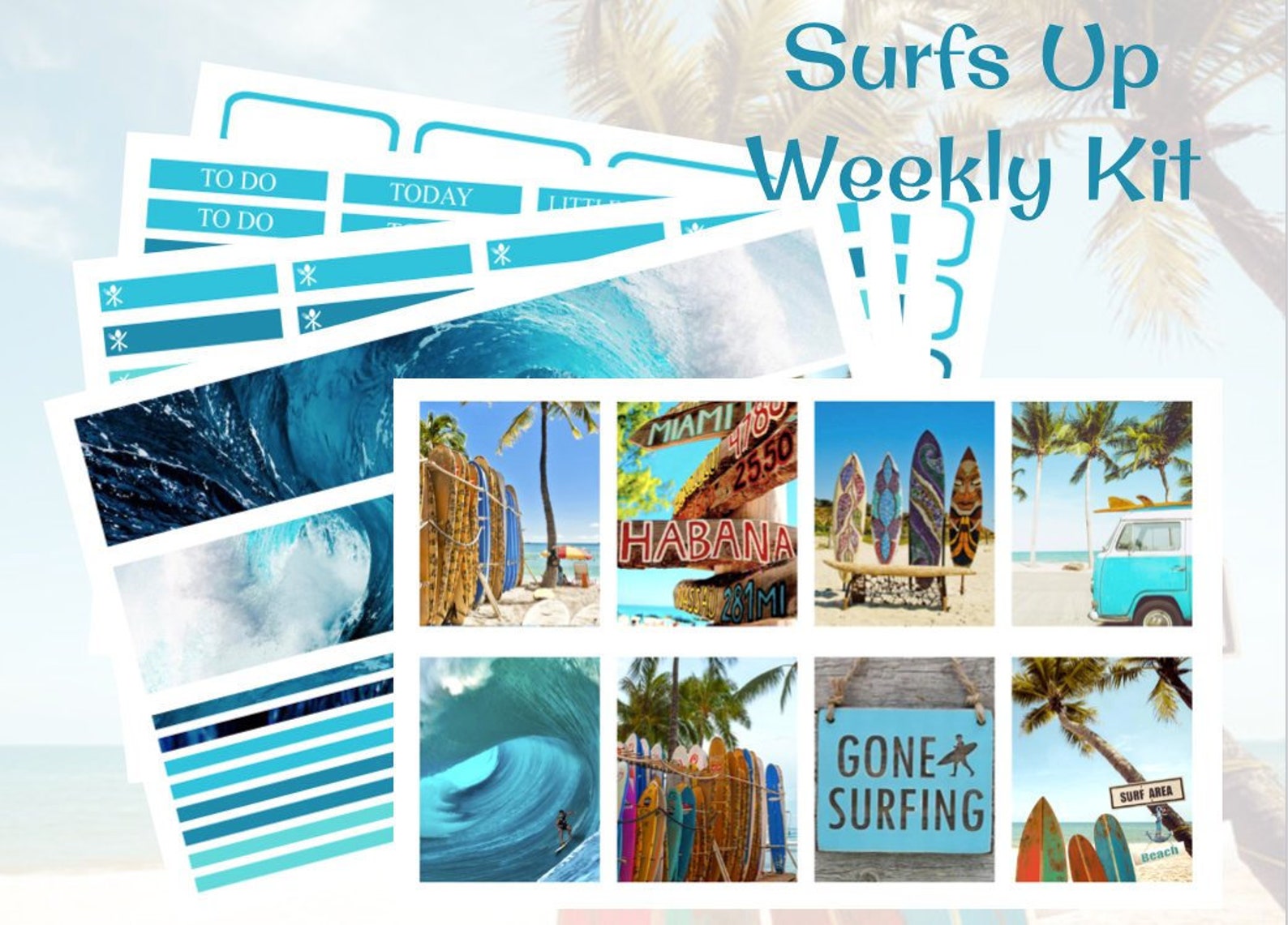 Surfs up Summer Photography Weekly Kit Erin Condren - Etsy