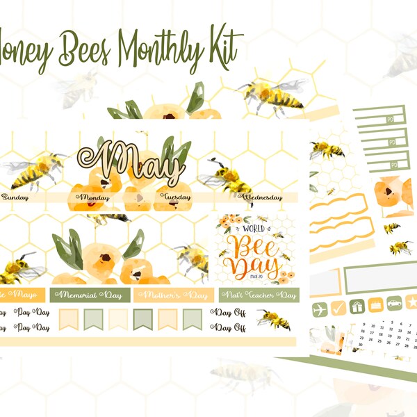 NEW Honey Bees March, April, May or June Monthly Kit Erin Condren and Classic Happy Planner!!