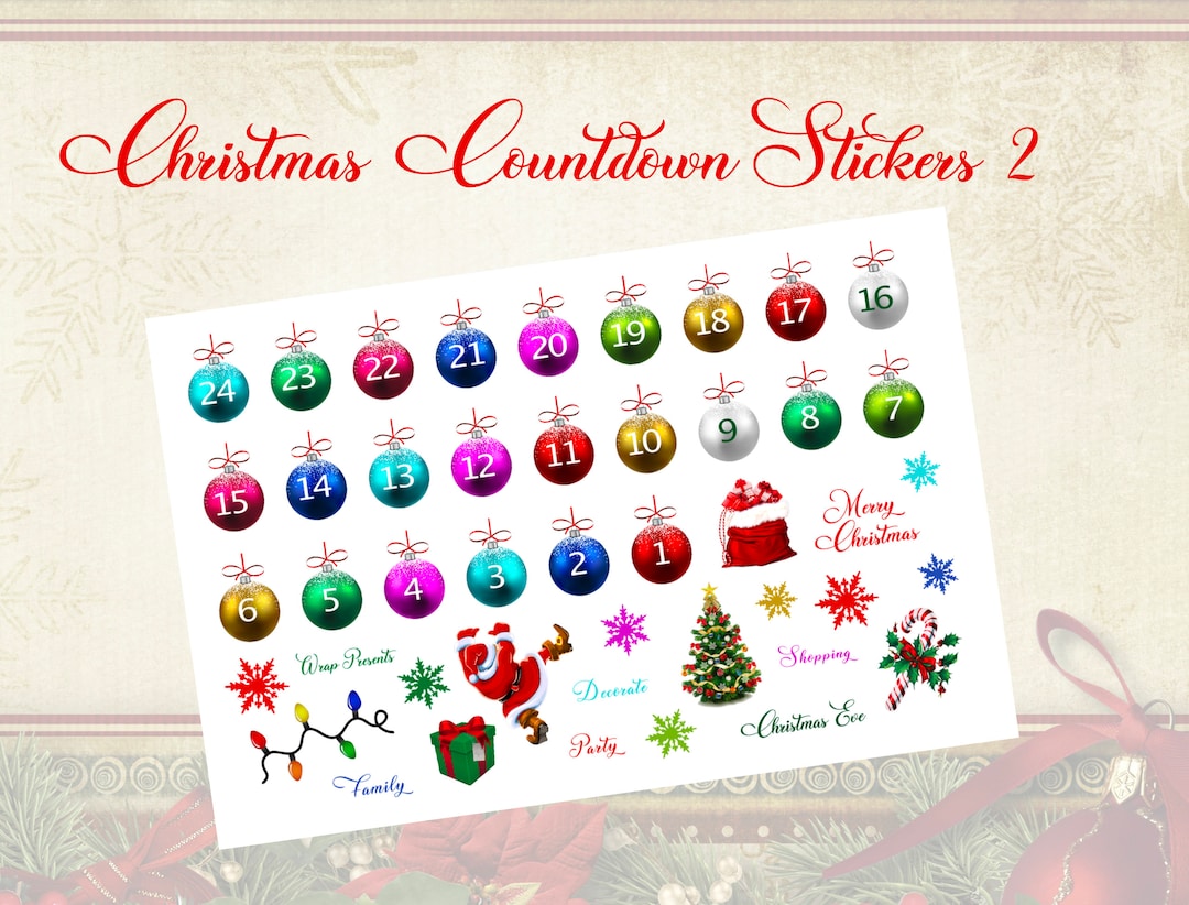 Countdown Stickers Samples NEW!! Christmas Countdown Stickers 2 - Etsy