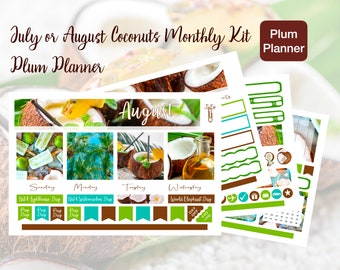 2024 July or August Coconuts Photograph Plum Planner Monthly Kit
