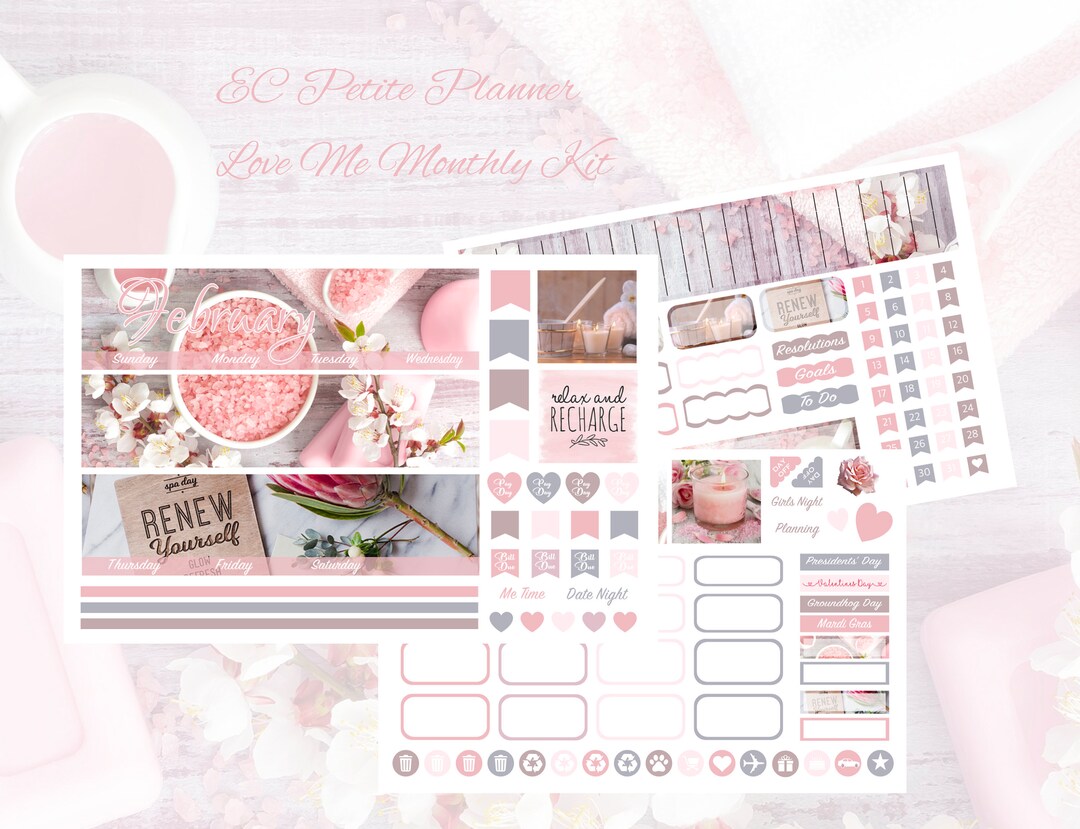 2026 EC Petite Planner Love Me February, March or April Monthly Kit - Etsy