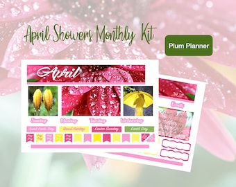 Kit mensual de lluvias de abril de 2026, planificador Plum